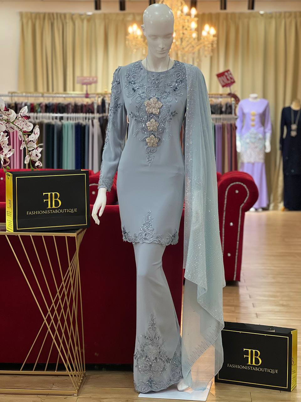 Kurung Maharani ASH BLUE