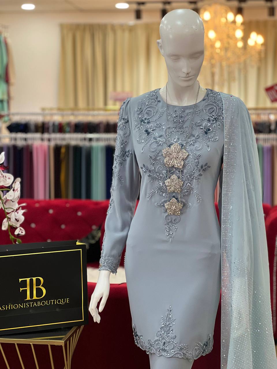 Kurung Maharani ASH BLUE - Image 3