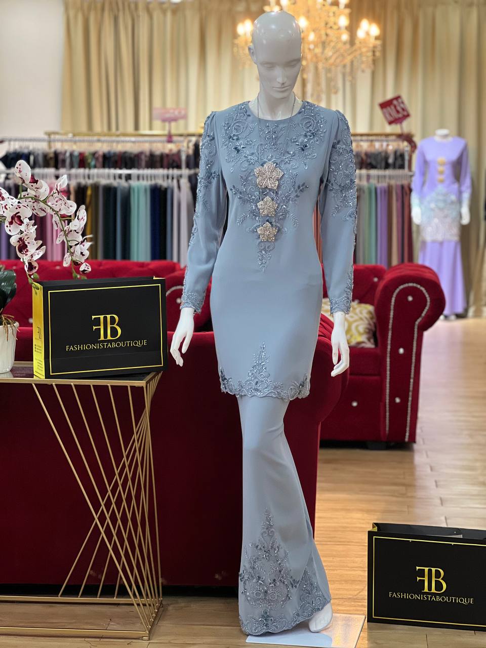 Kurung Maharani ASH BLUE - Image 2