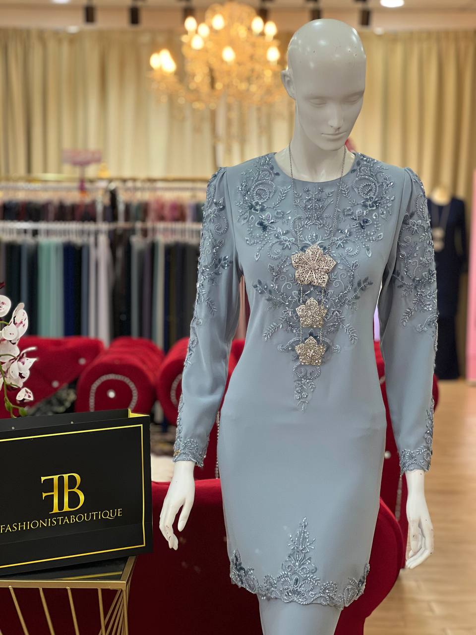 Kurung Maharani ASH BLUE - Image 4