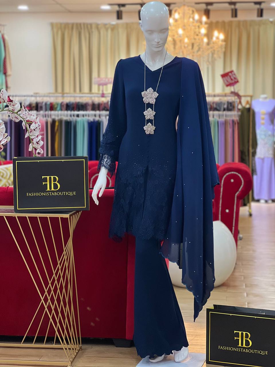 Kurung Celina NAVY BLUE