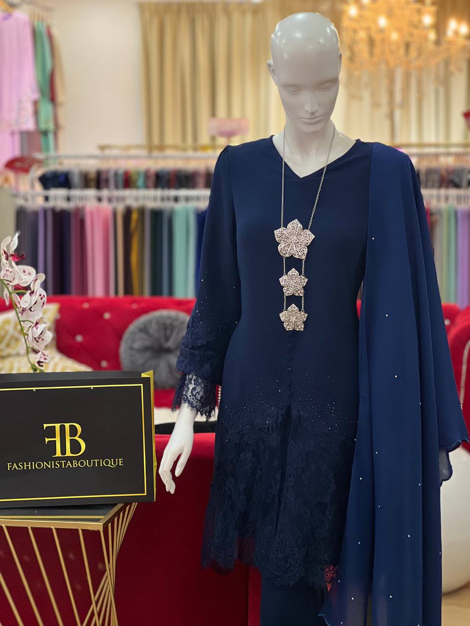 Kurung Celina NAVY BLUE - Image 3