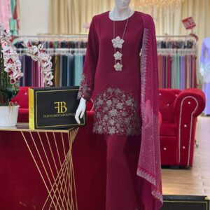 Kurung Clara BURGUNDY