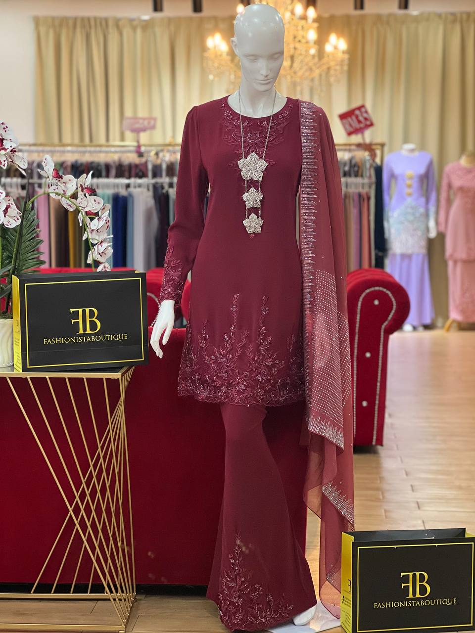 Kurung Catelyn BURGUNDY