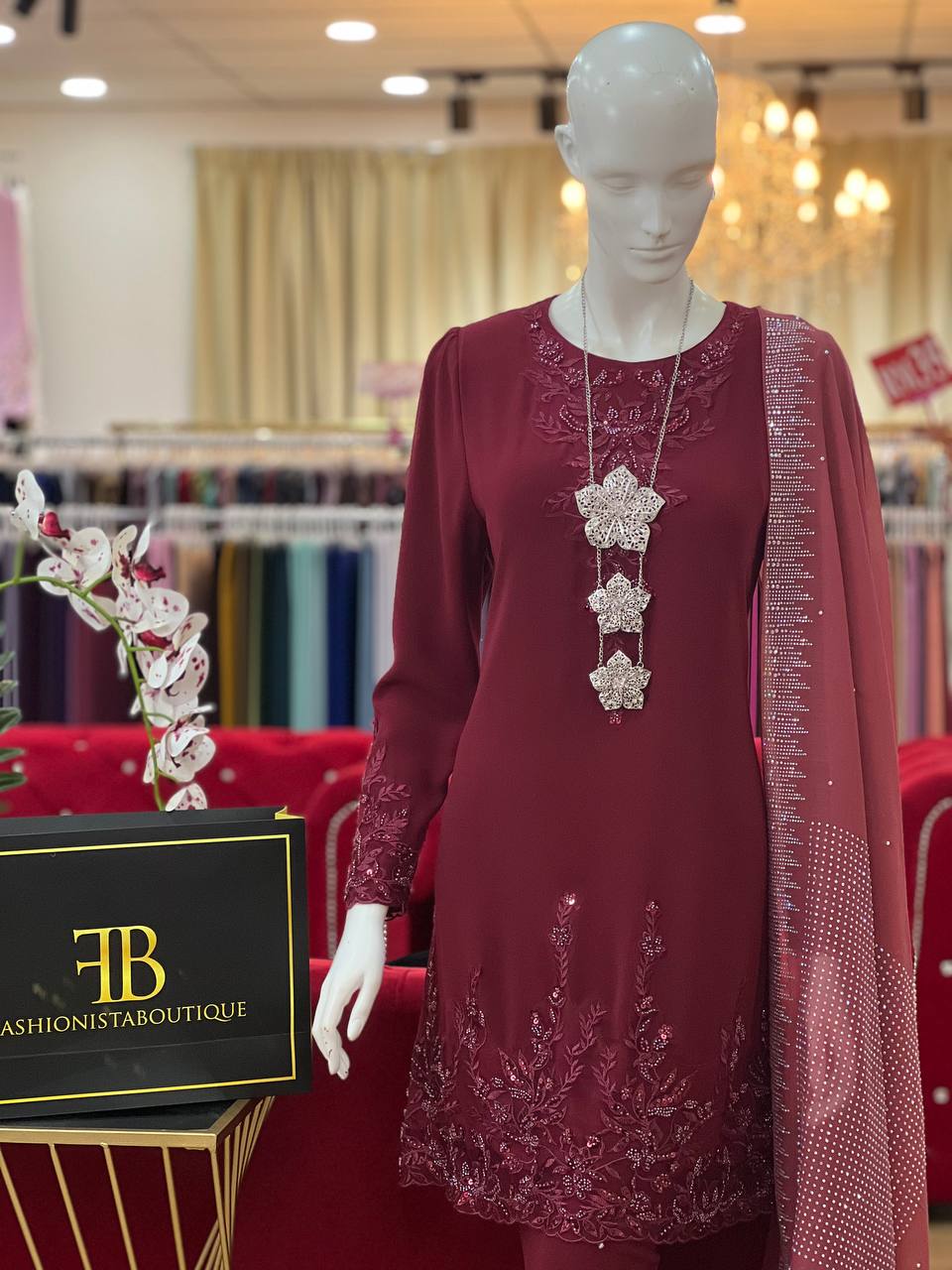 Kurung Catelyn BURGUNDY - Image 3