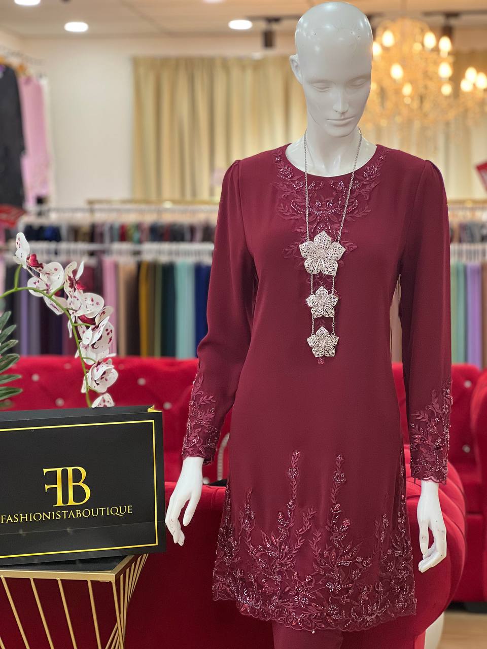 Kurung Catelyn BURGUNDY - Image 4