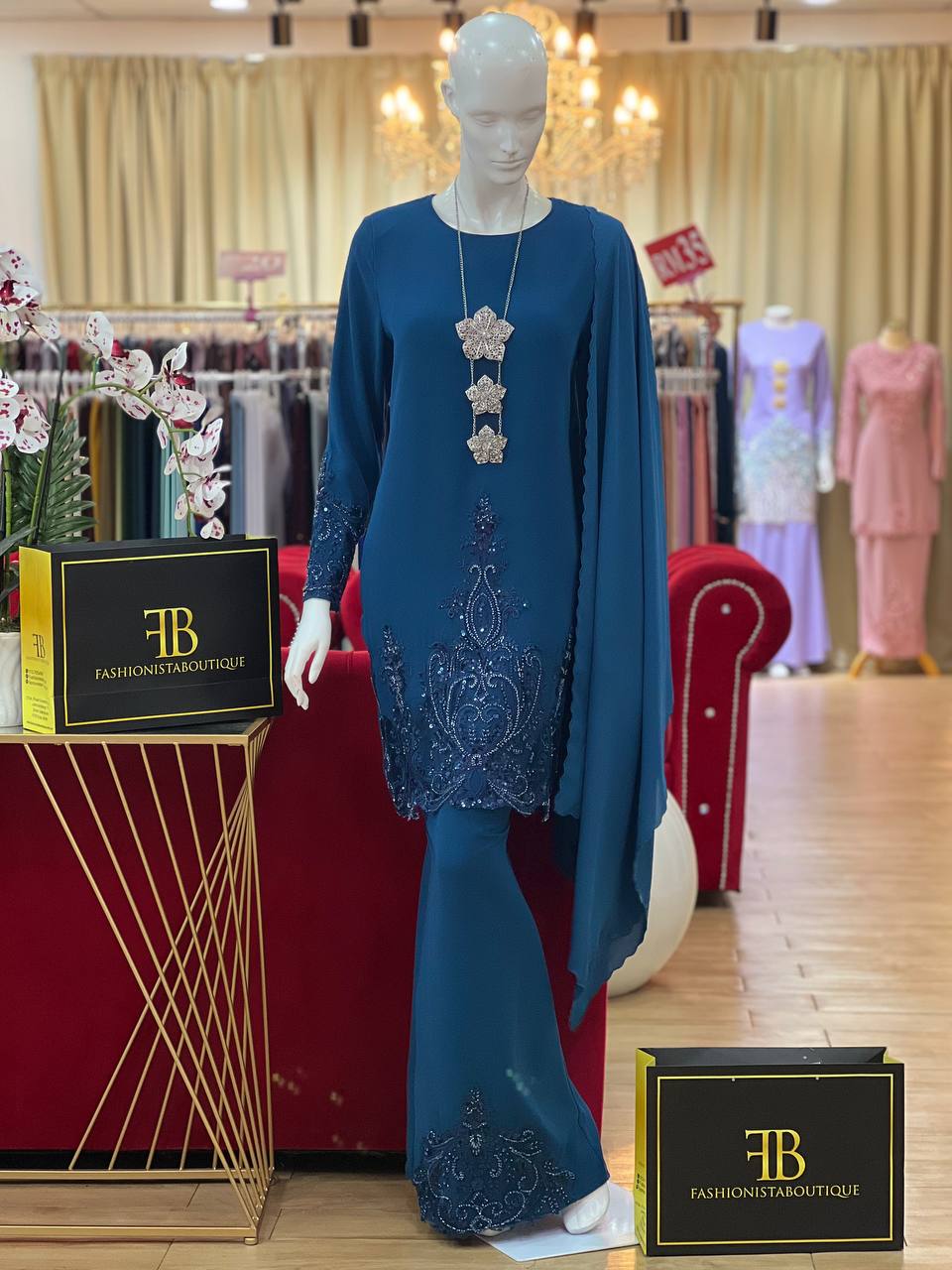 Kurung Jacinta TEAL BLUE