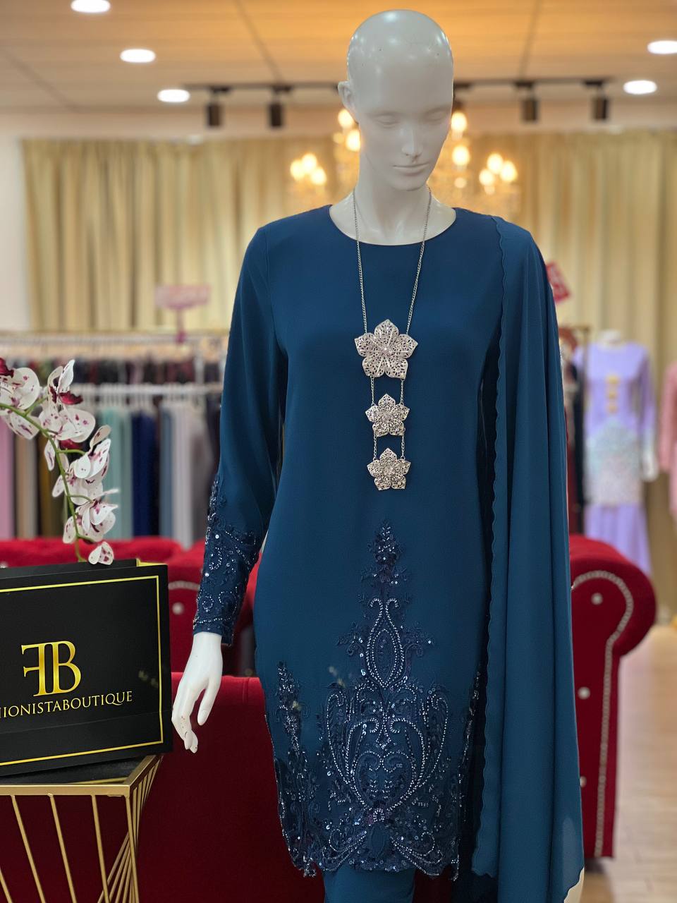 Kurung Jacinta TEAL BLUE - Image 3