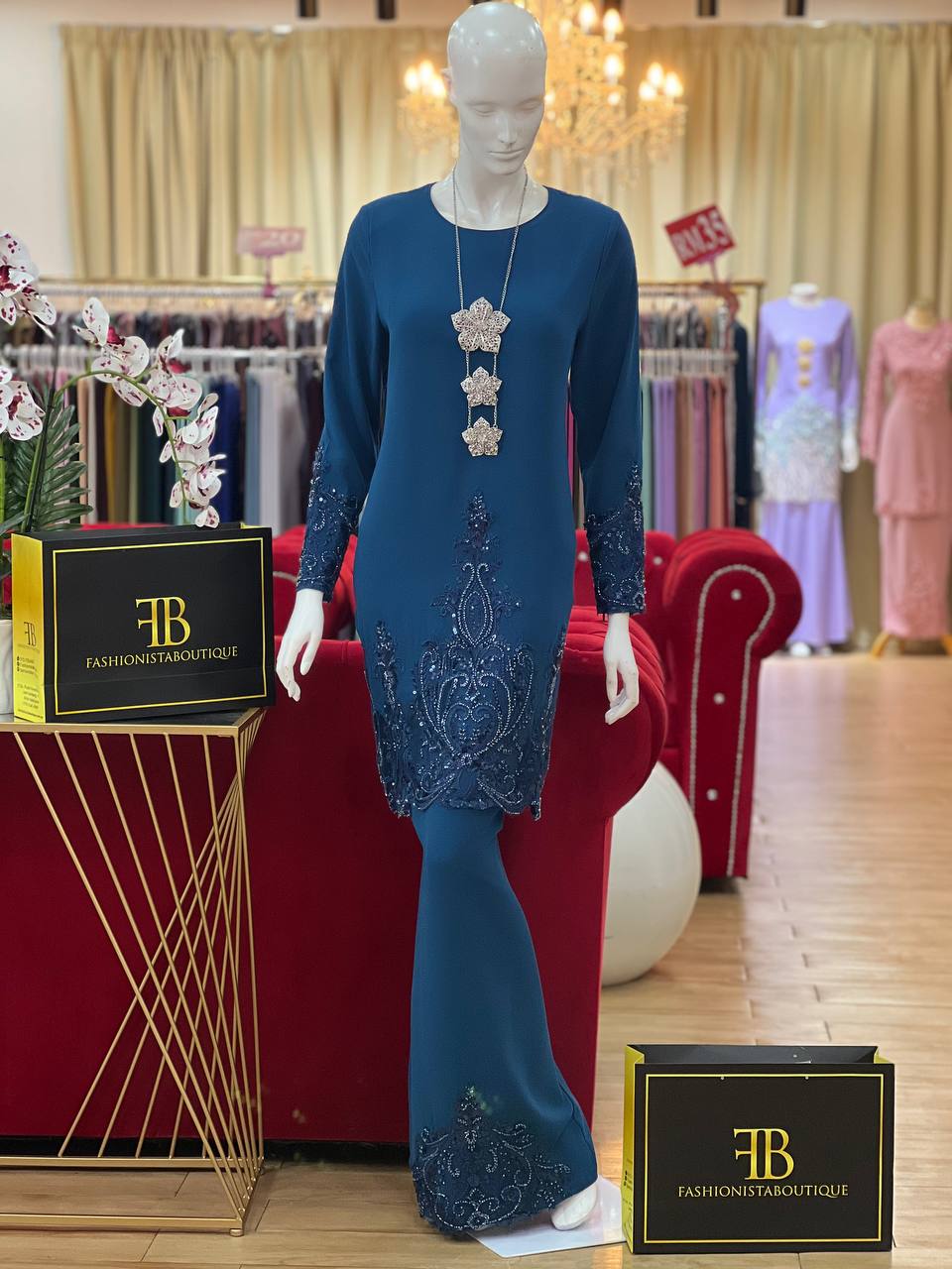 Kurung Jacinta TEAL BLUE - Image 2