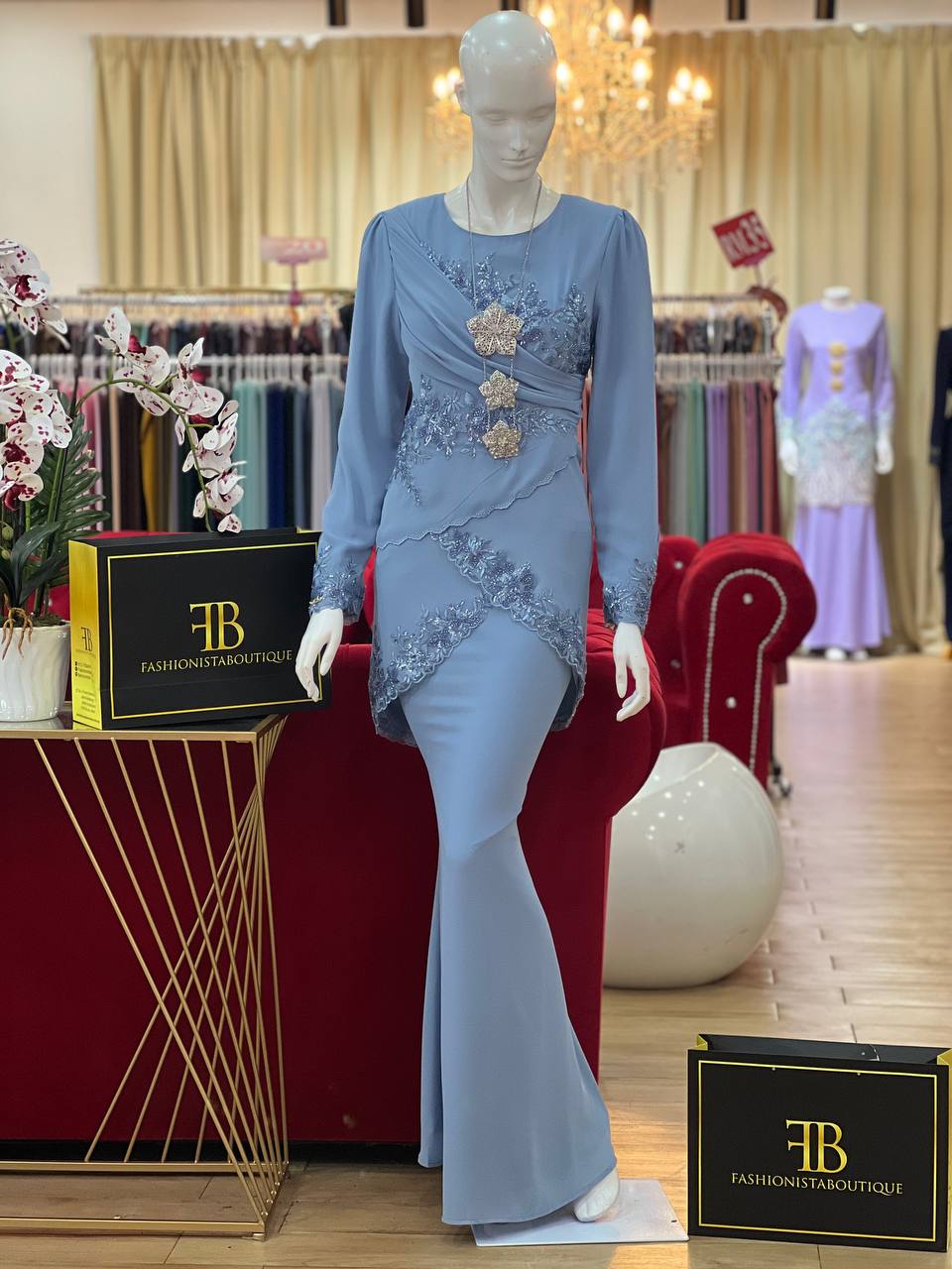 Kurung Jeanna STEEL BLUE - Image 2