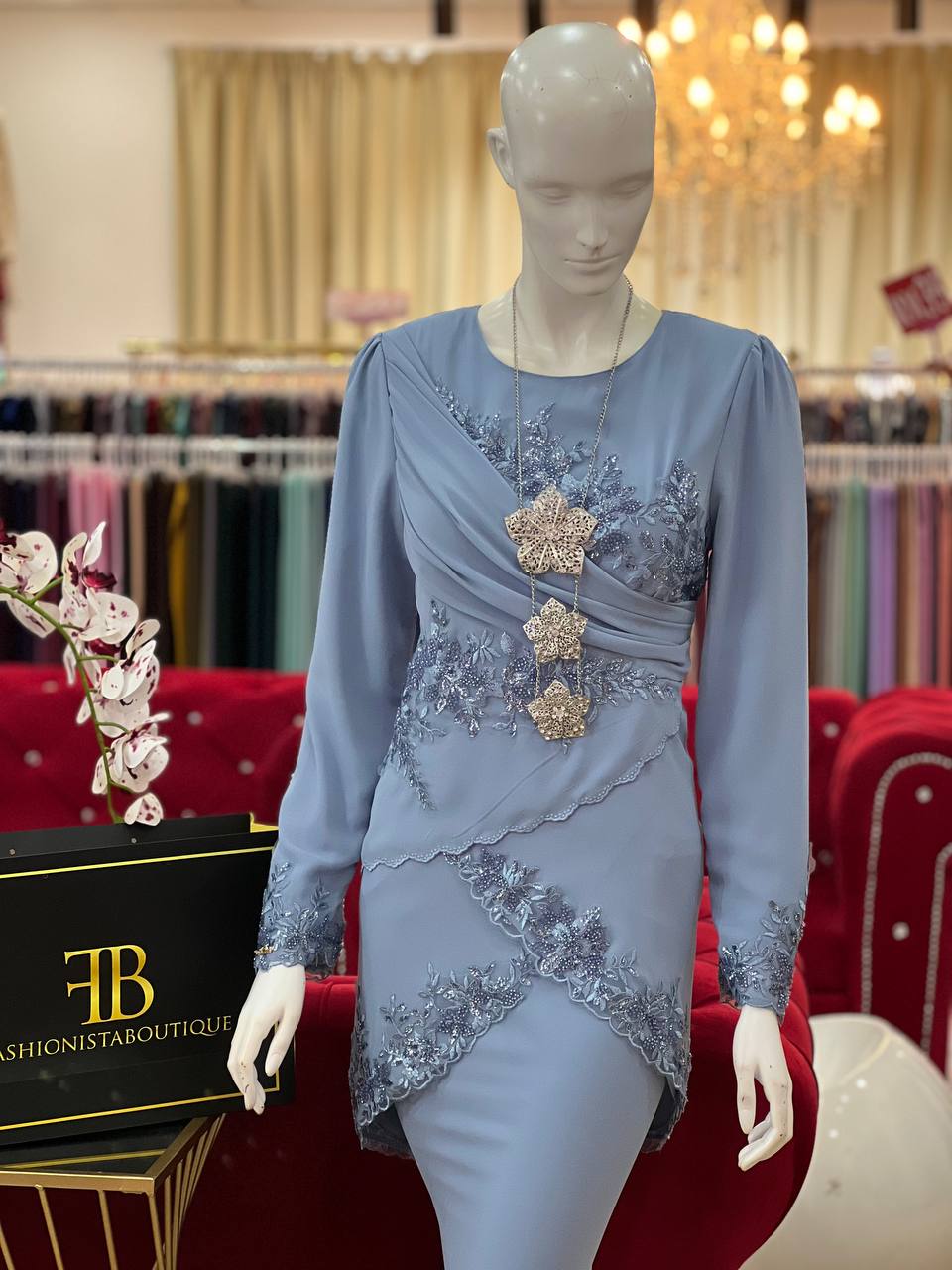 Kurung Jeanna STEEL BLUE - Image 4