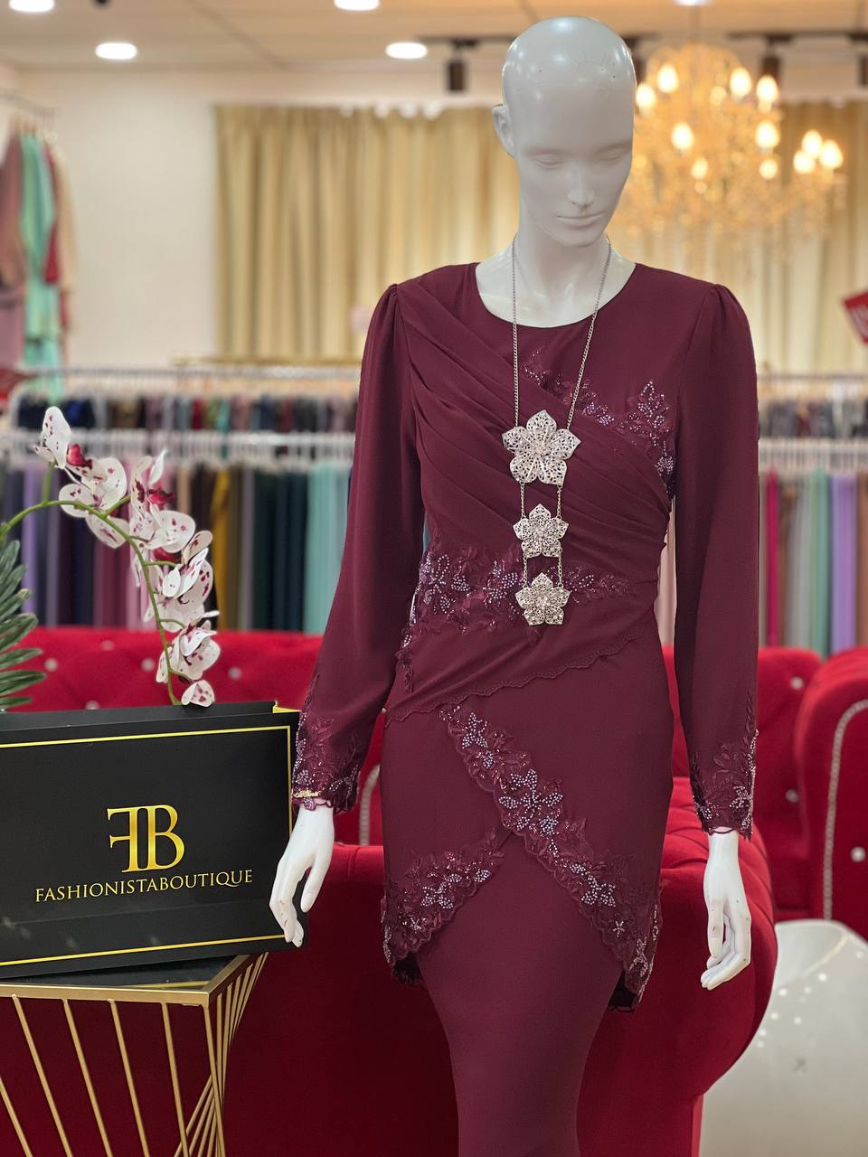 Kurung Jeanna BURGUNDY - Image 4