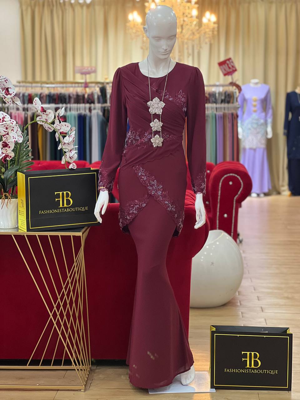 Kurung Jeanna BURGUNDY - Image 2