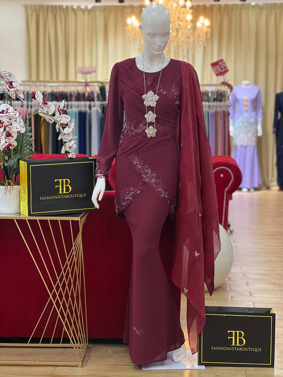Kurung Jeanna BURGUNDY