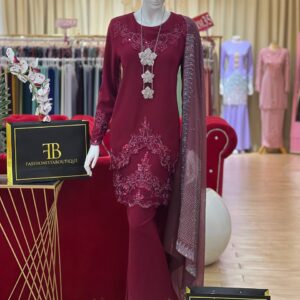 Kurung Lufara BURGUNDY