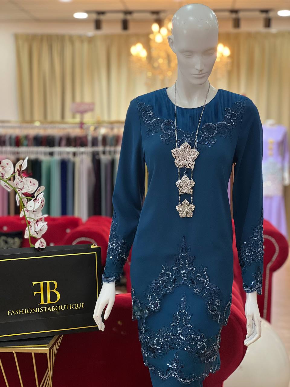 Kurung Lufara TEAL BROWN - Image 4