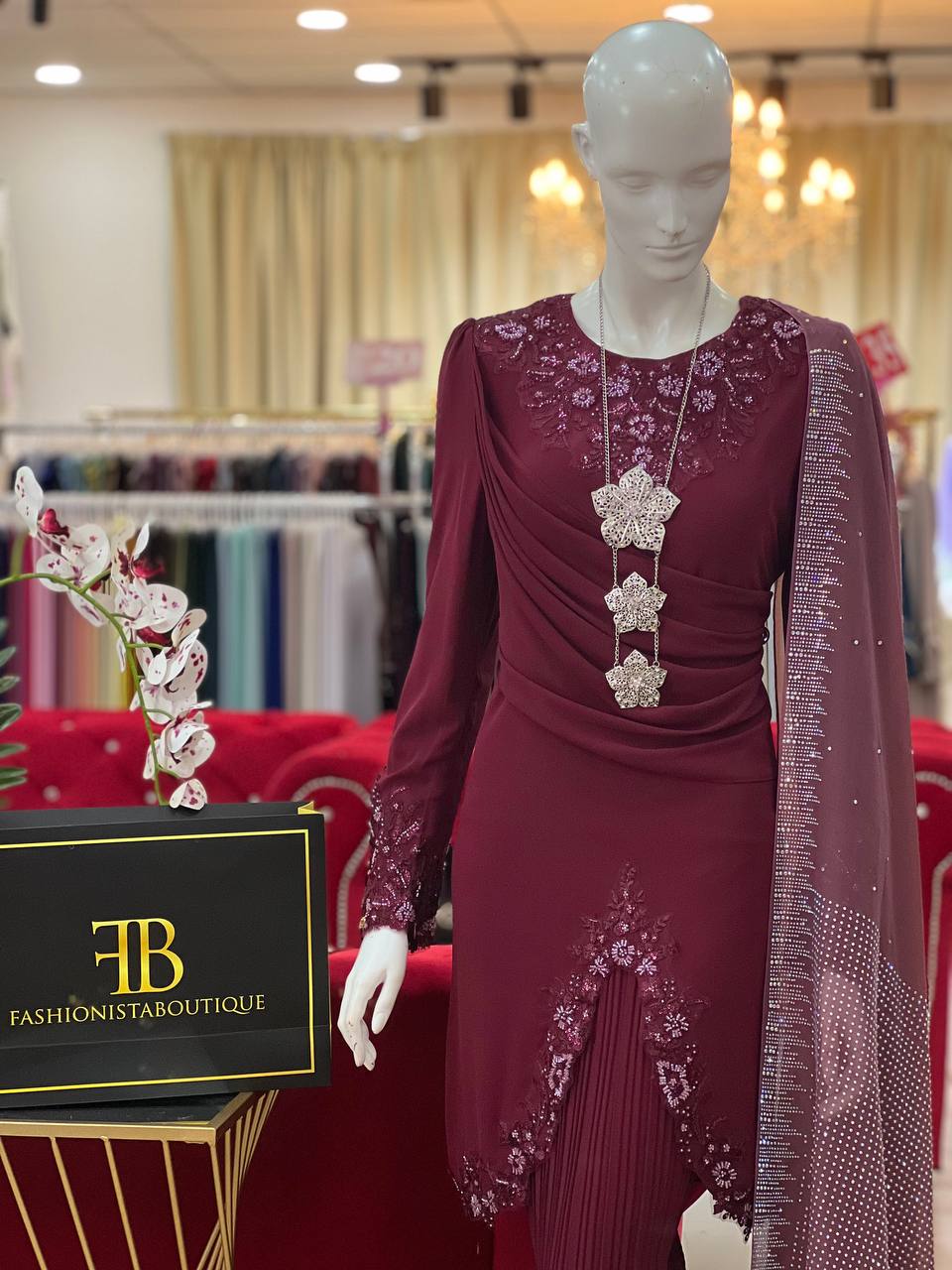 Kurung Bianca BURGUNDY - Image 3