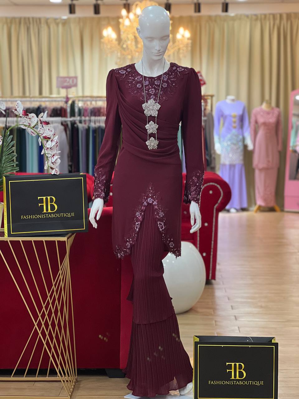 Kurung Bianca BURGUNDY - Image 2