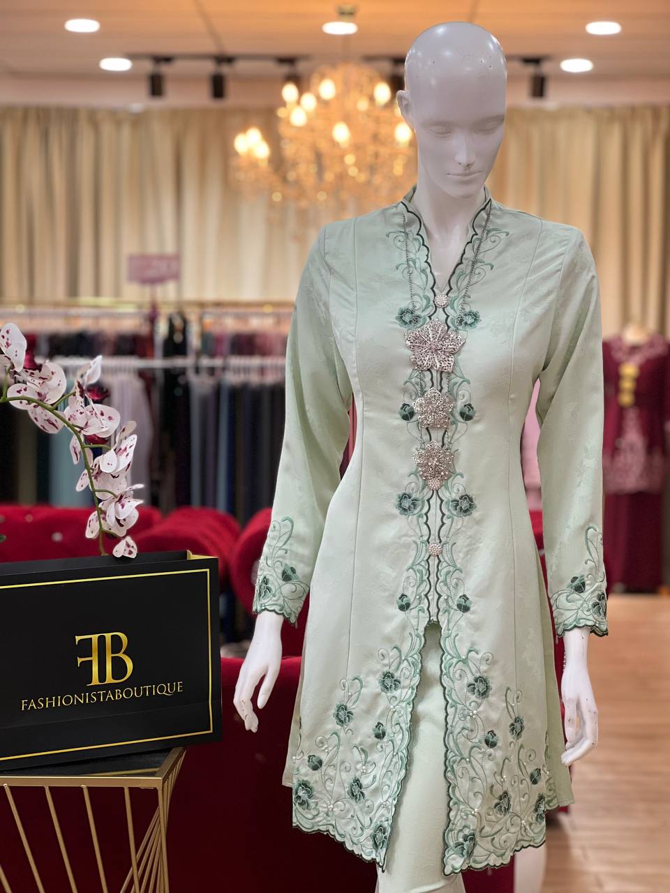 Kebaya Roselea MINT GREEN - Image 4