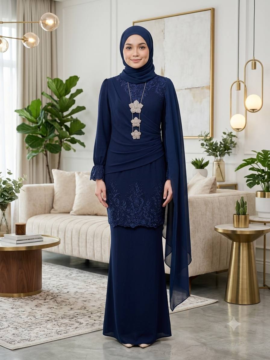Kurung Serena NAVY BLUE - Image 2
