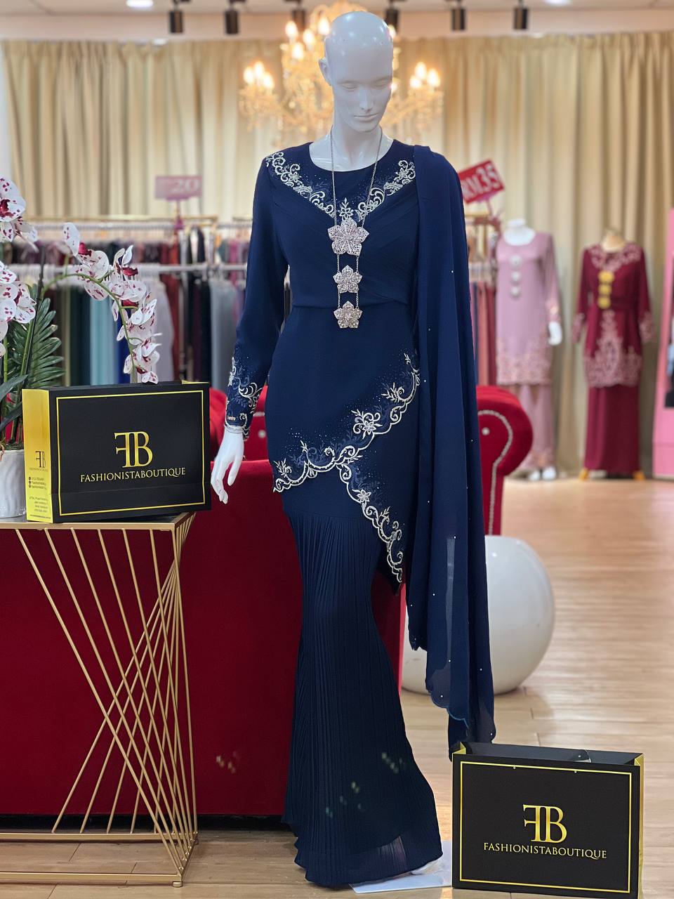 Kurung Adonia NAVY BLUE