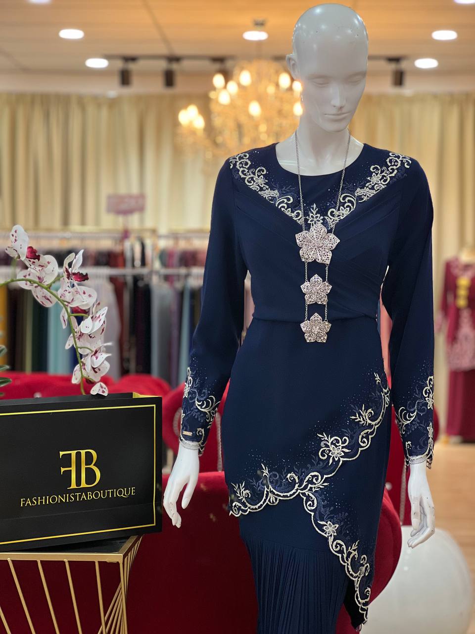Kurung Adonia NAVY BLUE - Image 4