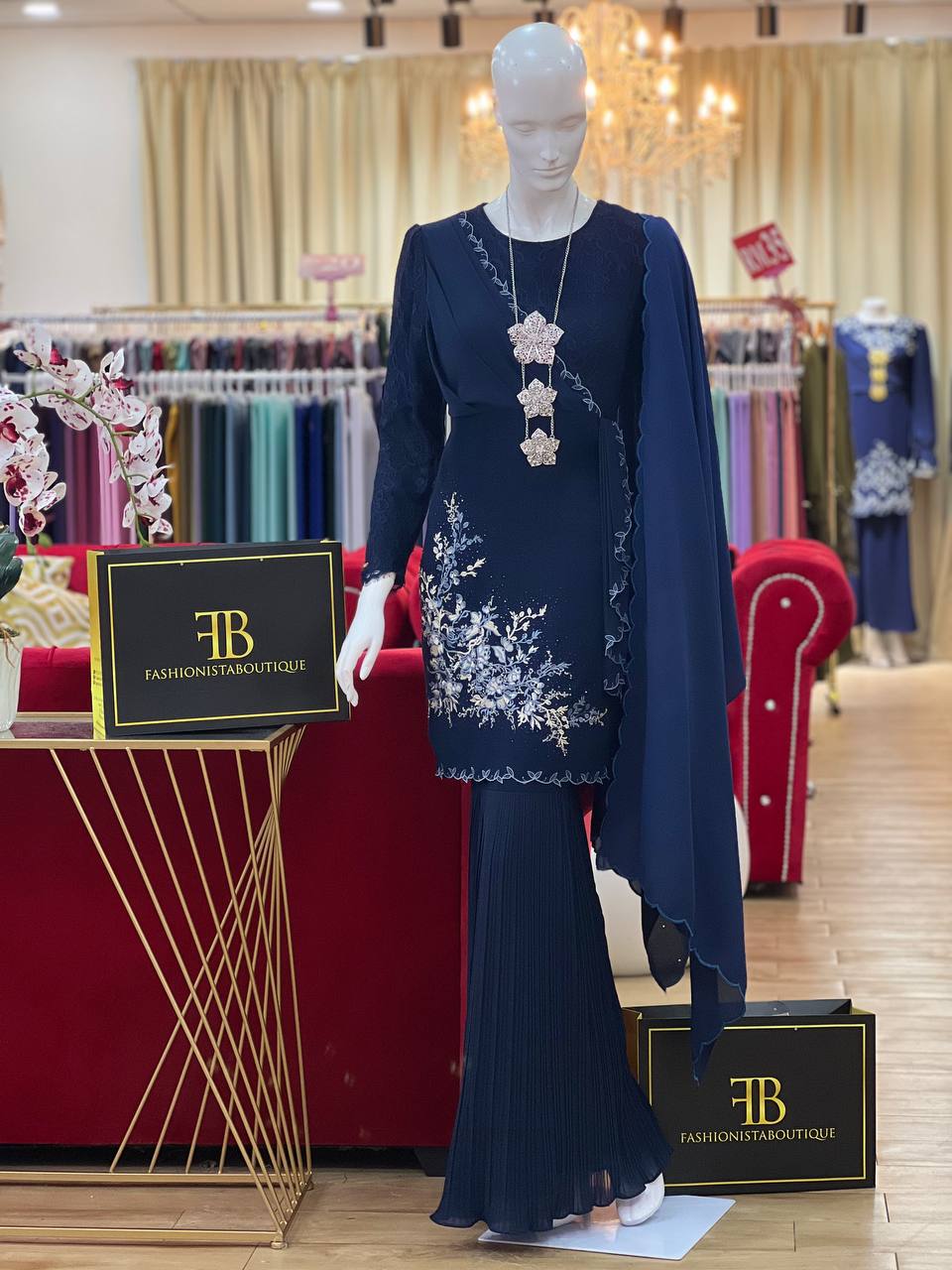 Kurung Terissa NAVY BLUE