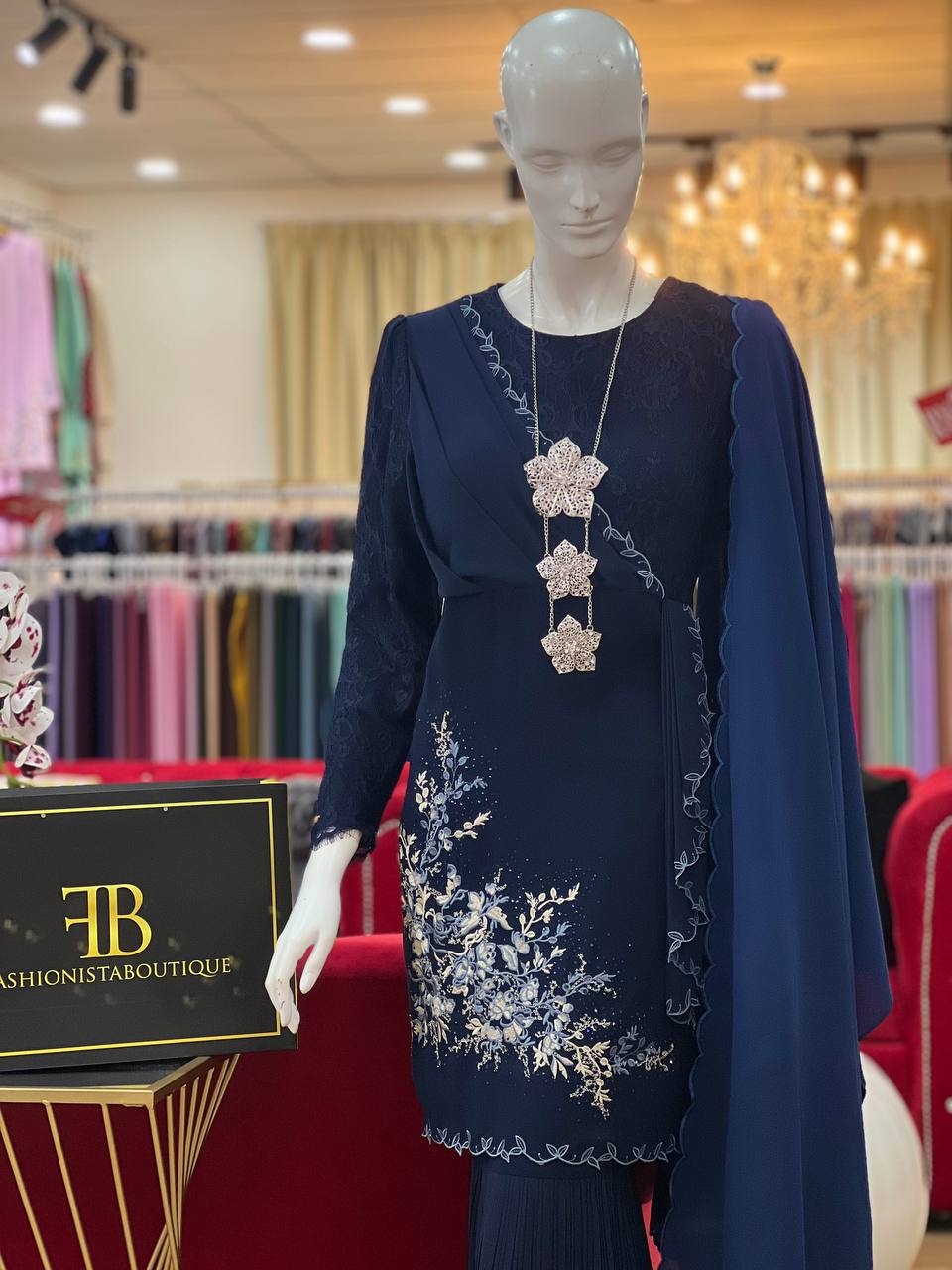 Kurung Terissa NAVY BLUE - Image 3