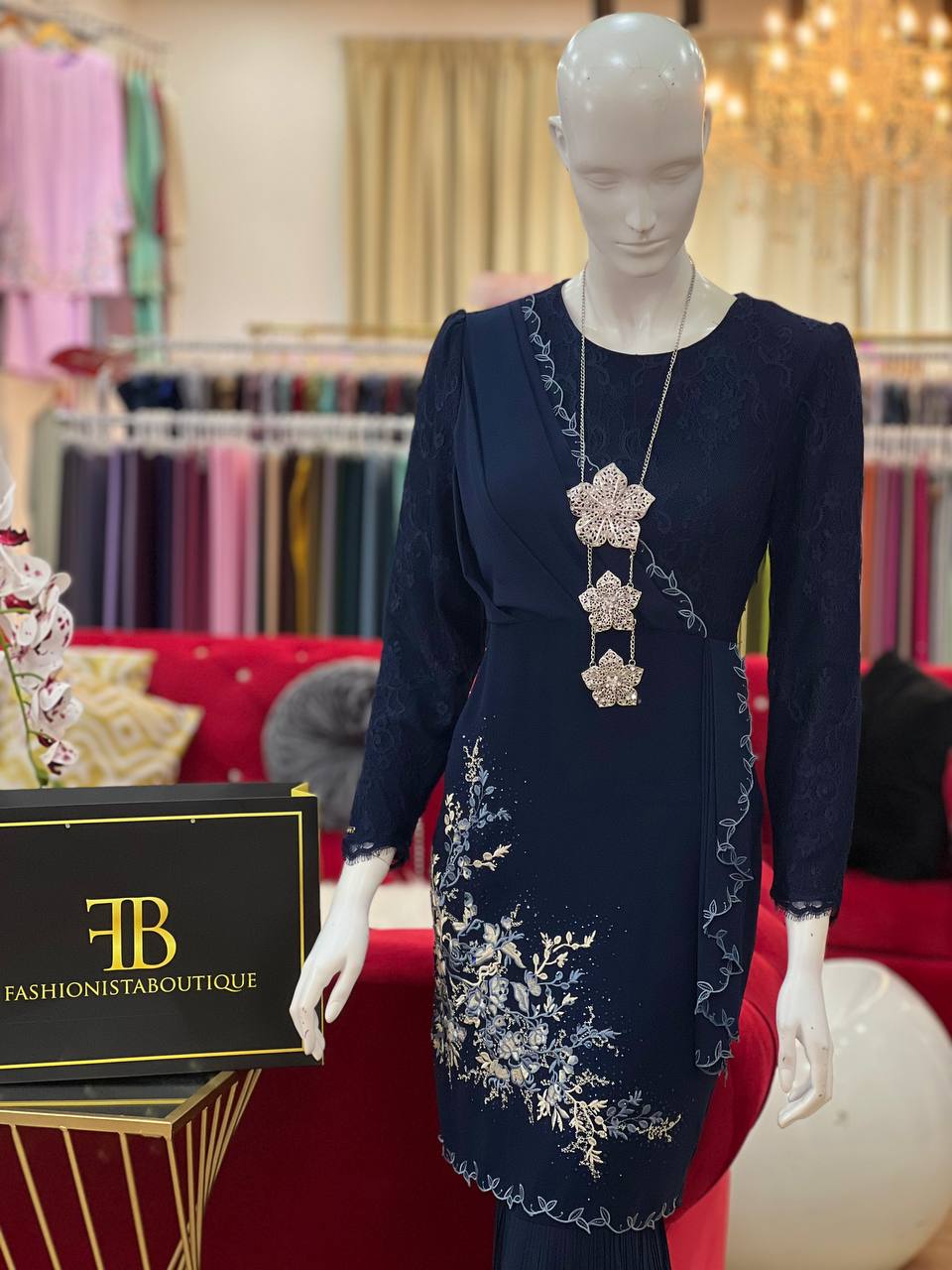 Kurung Terissa NAVY BLUE - Image 4